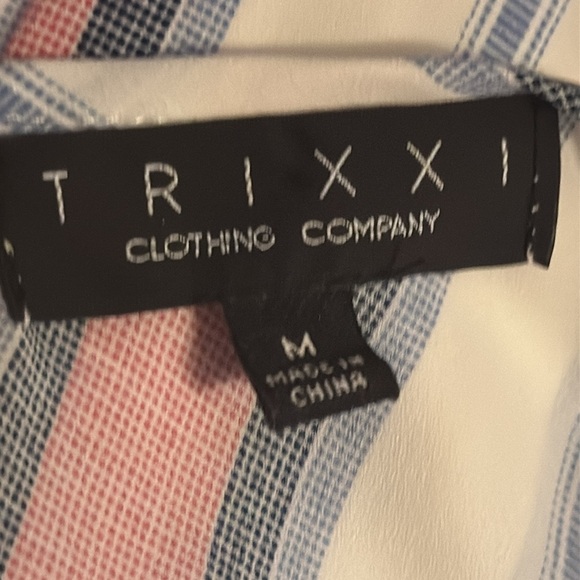 TRIXXI striped crossed bodice V cleavage striped midi dress sleeveless sz M - Picture 5 of 6